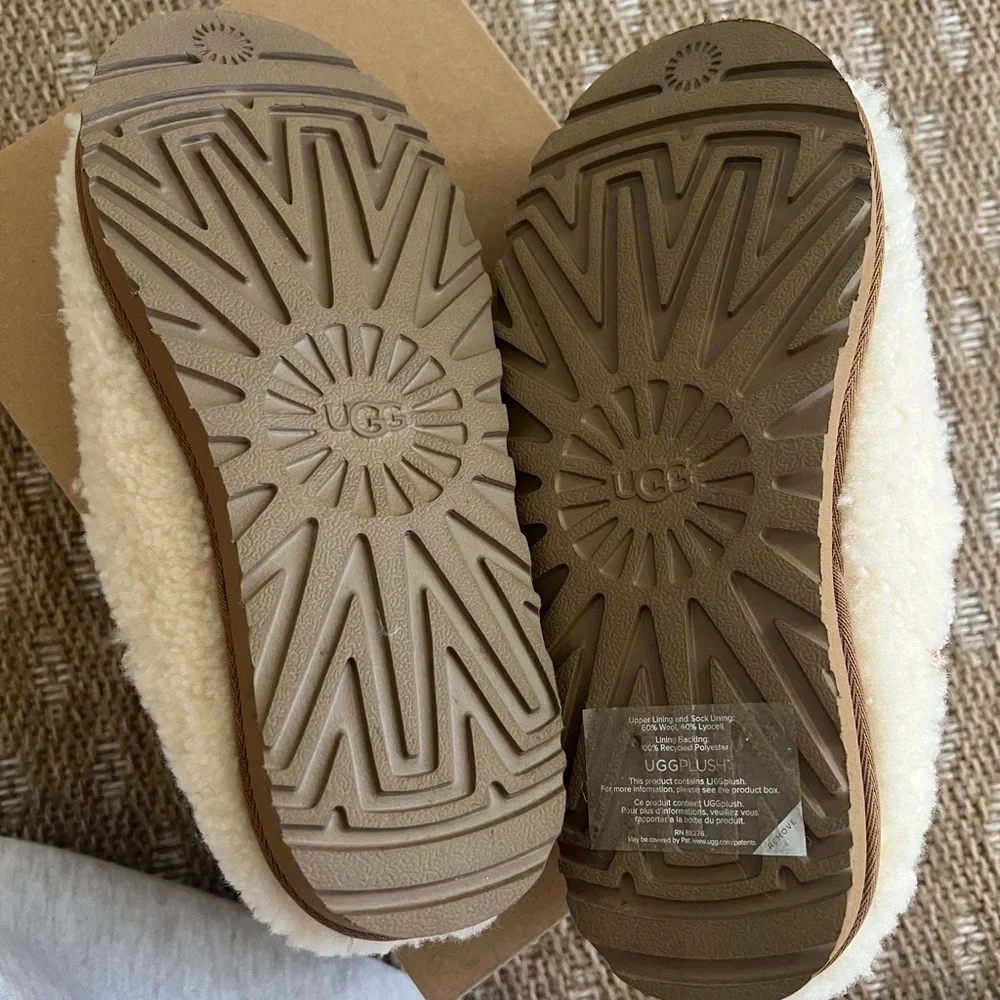 UGG Cream and Red Tasman Maxi Curly Slippers - Picture 5 of 5